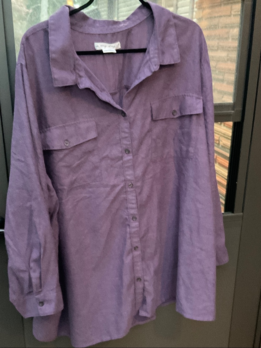 Purple Men's Button-Up Long-Sleeve  Flannel Shirt